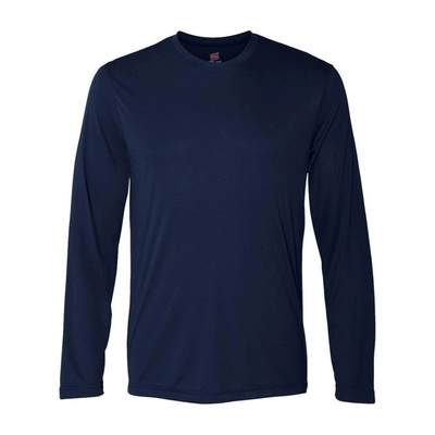 Shop Hanes Cool Dri Long Sleeve Performance T-shirt In Blue