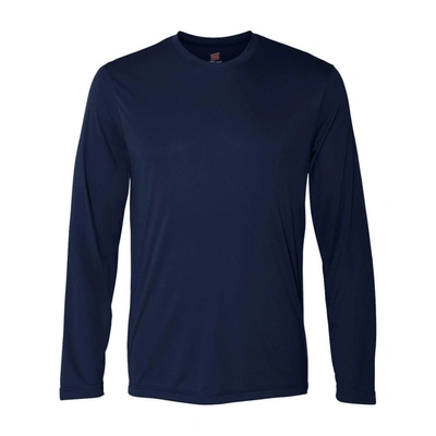 Hanes Cool Dri Long Sleeve Performance T-shirt In Blue