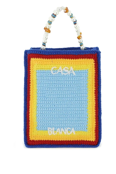Shop Casablanca Beaded Crochet 'arch' Handbag In Multicolor