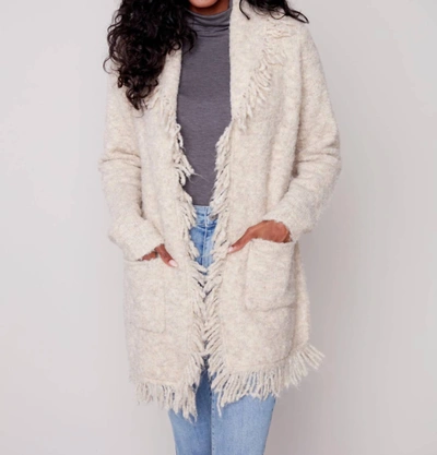 Shop Charlie B Fluffy Boucle Cardigan In Almond In Beige