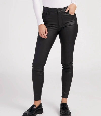 Shop Kut From The Kloth Mia Coated High Rise Fab Ab Toothpick Skinny 5 Pocket Jeans In Black