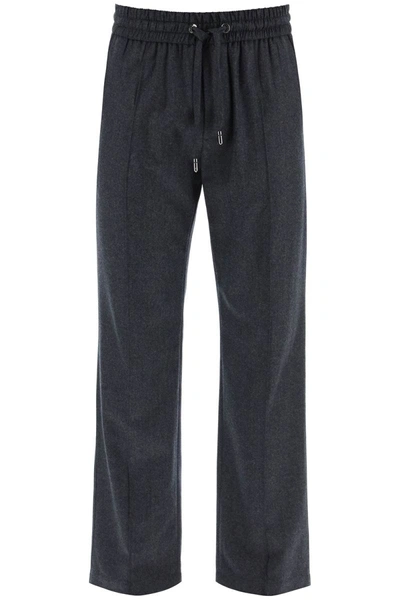 Shop Dolce & Gabbana Wool Joggers In Grey