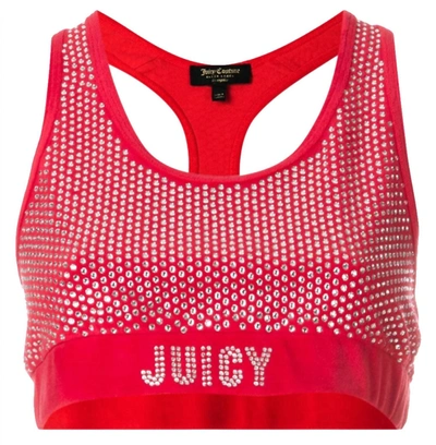 Shop Juicy Couture Women's Velour Sports Bra In Red