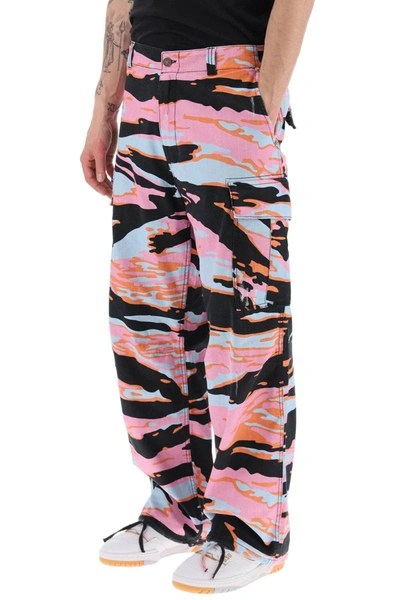 Shop Erl Camouflage Cargo Pants In Multicolor