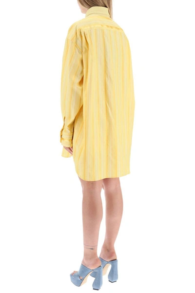 Shop Etro Striped Mini Shirt Dress In Yellow