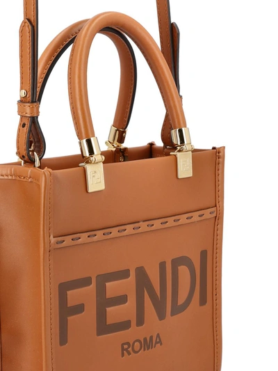 Shop Fendi Handbags In Soft Leather+gold
