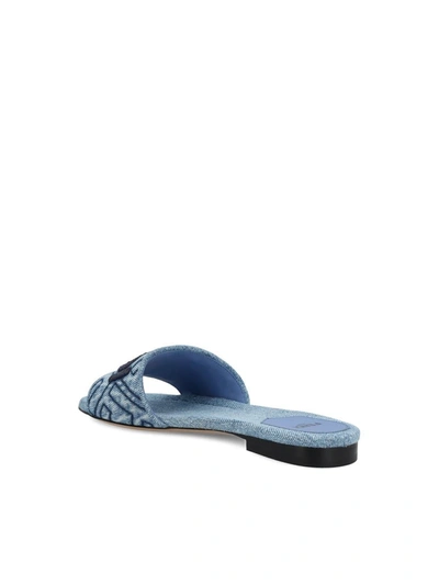 Shop Fendi Sandals In Blue Matelasse+black