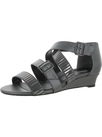 Shop Ros Hommerson Voluptuous Womens Leather Criss-cross Wedge Sandals In Multi