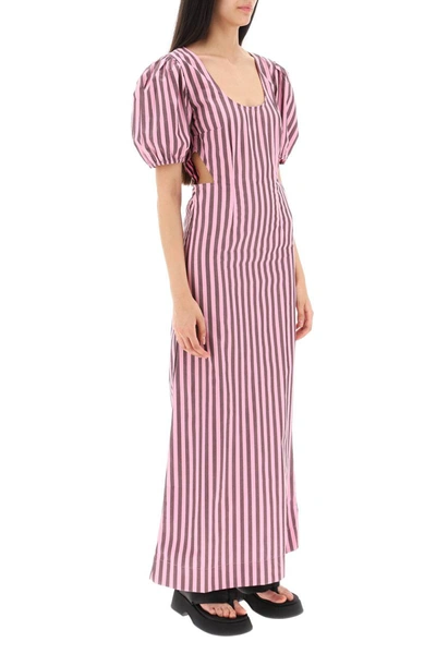 Shop Ganni Striped Maxi Dress With Cut-outs In Multicolor