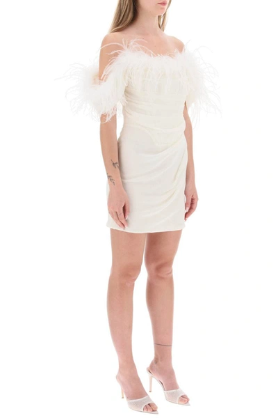 Shop Giuseppe Di Morabito Mini Dress In Poly Georgette With Feathers In White