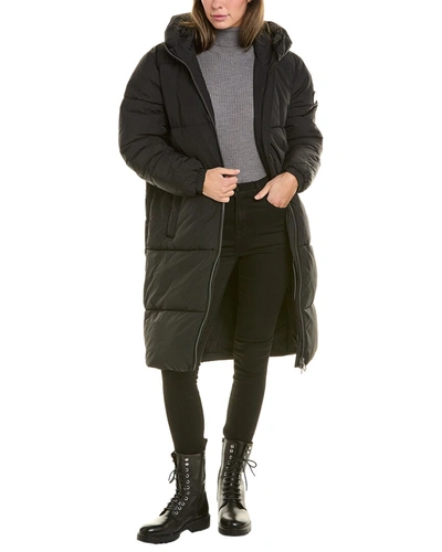 Shop Noize Ramona Long Puffer Coat In Black