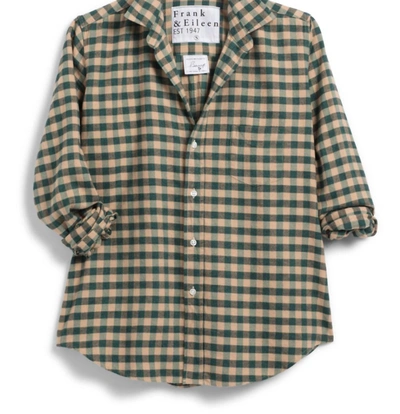 Shop Frank & Eileen Women's Barry Flannel Button Up In Camel Green Check In Multi
