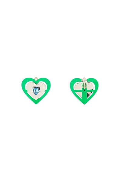 Shop Safsafu Saf Safu 'green Neon Heart' Clip-on Earrings In Multicolor