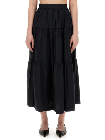 Shop Staud Midi Skirt In Black