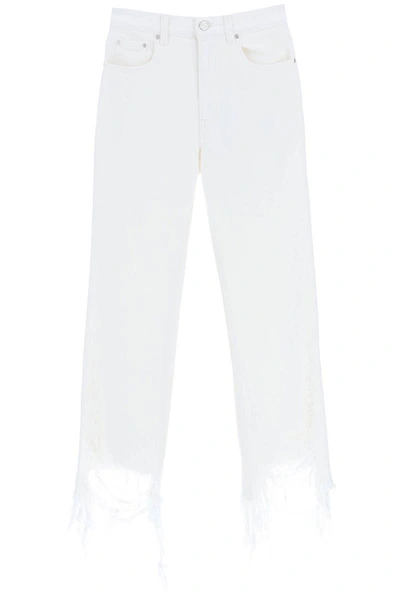 Shop Stella Mccartney Destroyed Hem Jeans In White