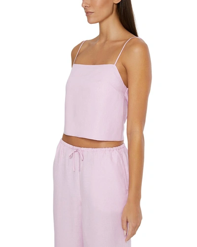 Shop Onia Air Linen-blend Square Neck Tank In Pink