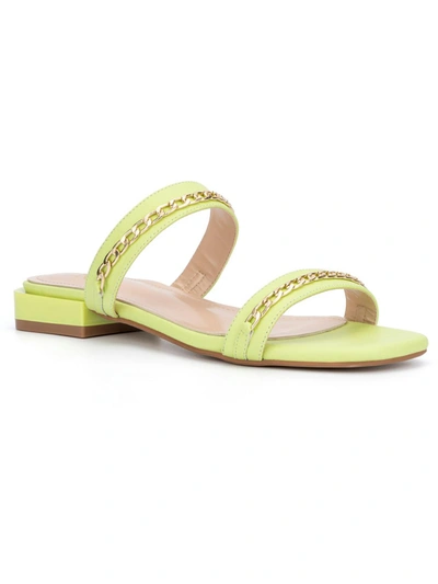 Shop New York And Company Becki Womens Slip On Flat Slide Sandals In Green