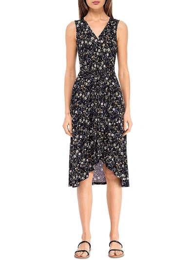 Shop B Collection By Bobeau Womens Knit Floral Midi Dress In Black