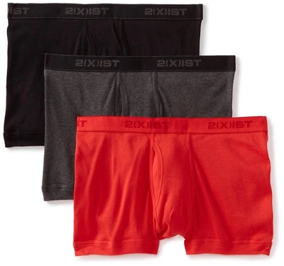 Shop 2(x)ist Men's Essential Range Boxer Brief 3-pack In Black/charcoal/red In Multi