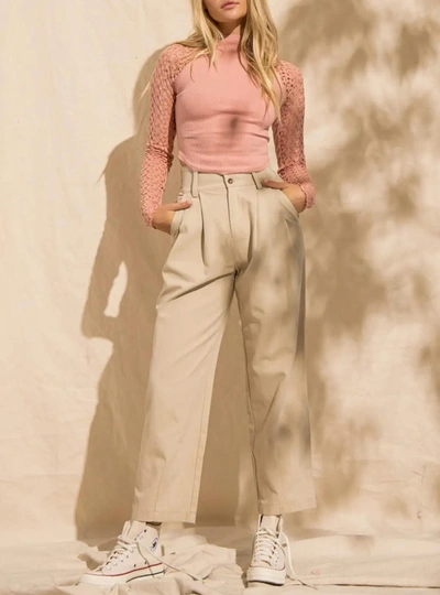 Shop Papermoon Kate Straight-leg Pleated Pants In Beige