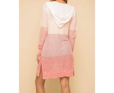 Shop Hem & Thread Color Block Stripe Hoodie Cardigan In Coral In Pink