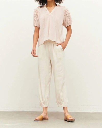Grade & Gather Nancy Ruffled Bubble Sleeve Blouse In Petal In Pink