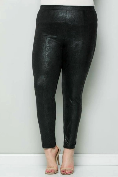 Shop See And Be Seen Faux Suede Snake Skin Plus Leggings In Black