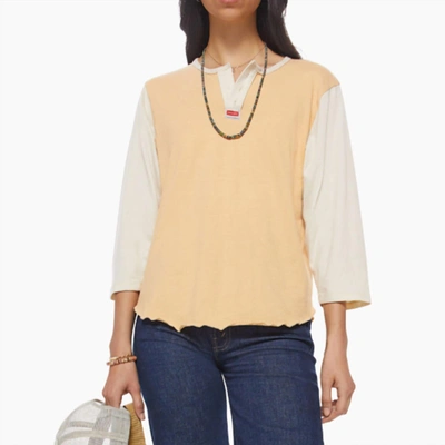 Shop Mother The Dugout Raglan In White And Apricot In Multi