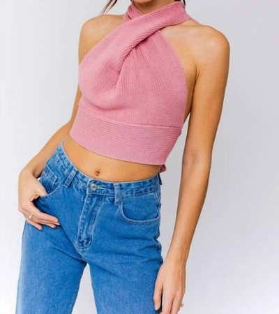 Shop Le Lis Ashley Knit Crop Top In Dusty Pink