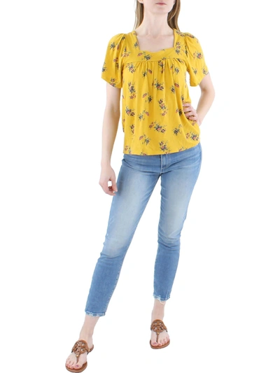 Shop Lucky Brand Womens Cotton Floral Print Blouse In Yellow