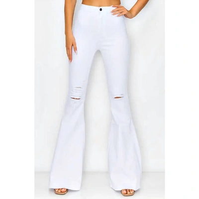 Shop Lover Brand Fashion Distressed High Waist Bell Pants In White
