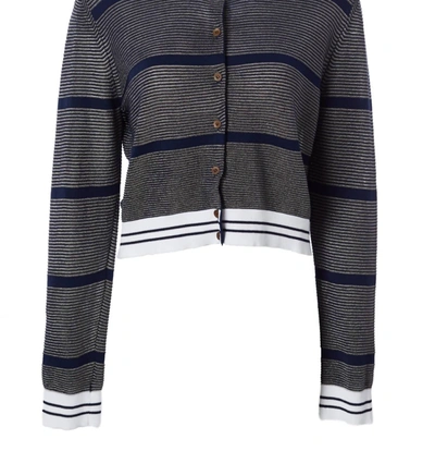 Shop Tonet Crew Tipped Cardigan In Navy In Blue