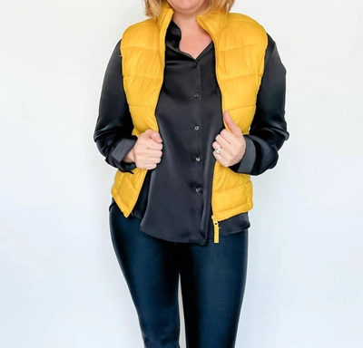 Shop Urban Daizy Outside The Lines Puffer Vest In Saffron In Yellow