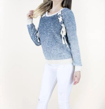 Shop Very Moda Lace Shoulder Sweater In Blue