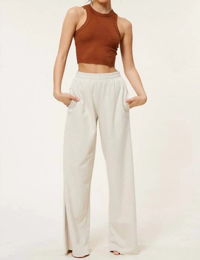 Shop Mimosa Wide Leg Casual Sweatpant In Beige In White