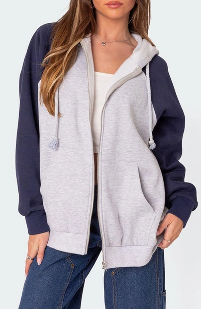 Shop Edikted Oslo Zip Hoodie In Gray-melange