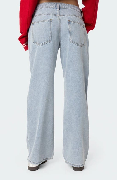 Shop Edikted Raelynn Washed Low Rise Jeans In Light-blue