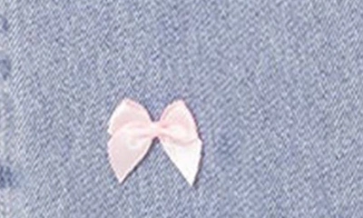 Edikted Lucille Low Rise Satin Bow Jeans In Light Blue In Light-blue