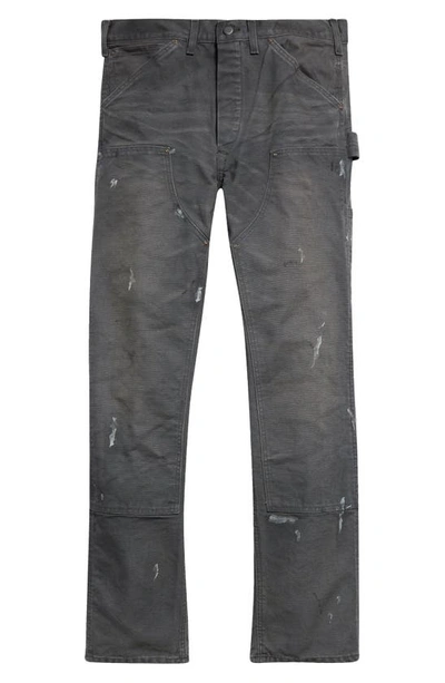 Shop Double Rl Jenkins Engineer Fit Distressed Canvas Carpenter Pants In Distressed Grey
