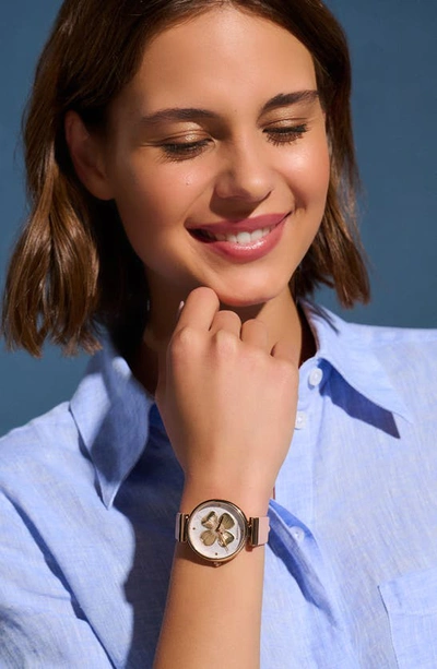 Shop Olivia Burton Dogwood T-bar Leather Strap Watch, 36mm In Pink/ Rose Gold
