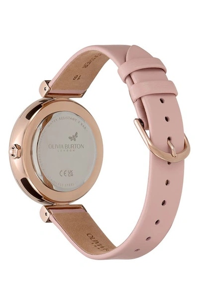 Shop Olivia Burton Dogwood T-bar Leather Strap Watch, 36mm In Pink/ Rose Gold