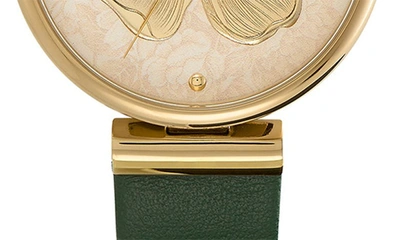 Shop Olivia Burton Dogwood T-bar Leather Strap Watch, 36mm In Gold