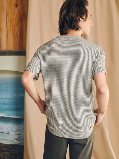 Shop Faherty Short-sleeve Vintage Chambray T-shirt In Silver Sea Stripe