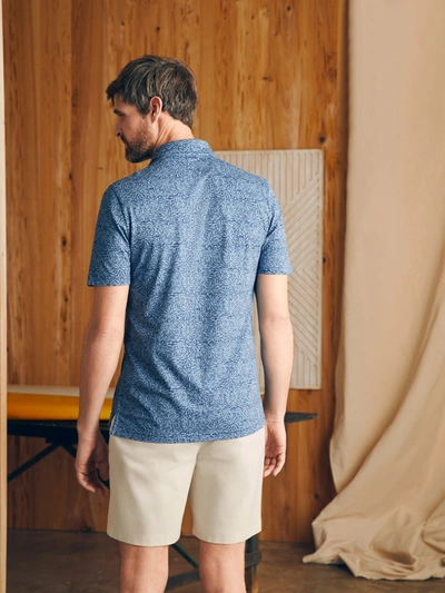Shop Faherty Movement&trade; Short-sleeve Pique Polo Shirt (tall) In Horizon Blue Frond Print