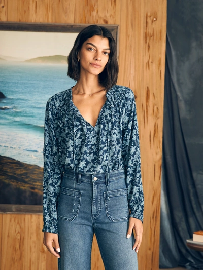 Shop Faherty Emery Top In Blue Esna Floral