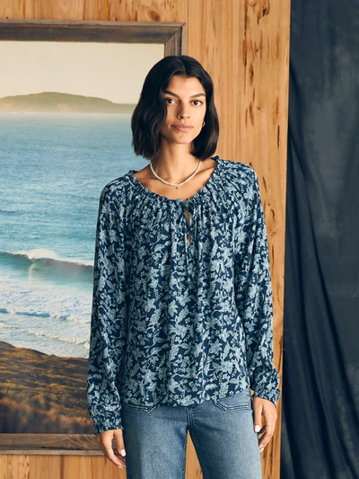 Shop Faherty Emery Top In Blue Esna Floral
