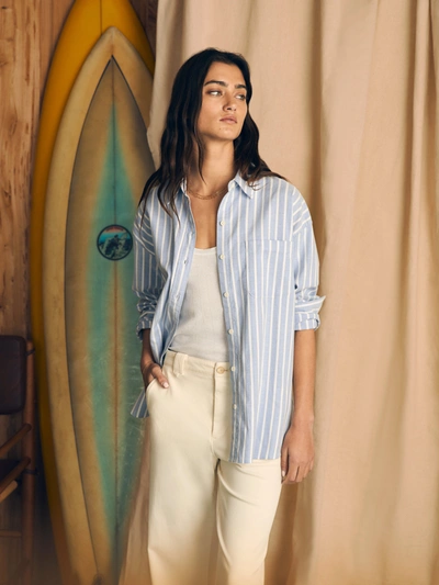 Shop Faherty Stretch Oxford Relaxed Shirt In Mangrove Stripe