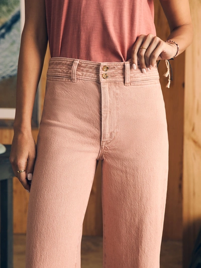 Faherty Natural Dye Denim Harbor Crop Pants In Clay Pink Wash