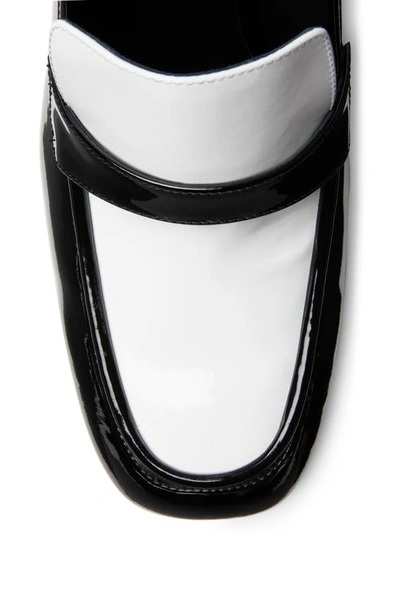 Shop Stuart Weitzman Sleek 85 Loafer In Black/white