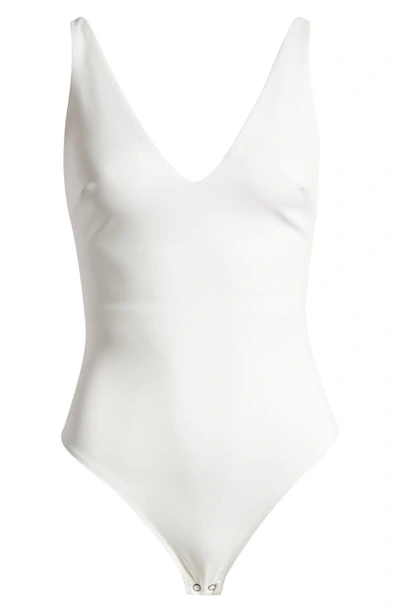 Shop Good American V-neck Scuba Bodysuit In White